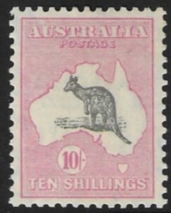 1929 Australia SG.112 10/- grey and pink lightly mounted mint.