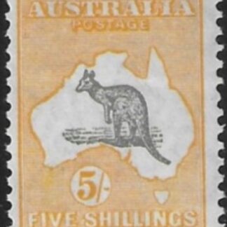 1929  Australia  SG.111  5/-  grey and yellow  lightly mounted mint.
