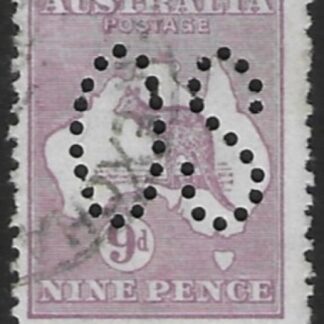 1913  Australia  SG.O9   9d violet  (die2) perfin 'OS'   fine used.