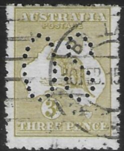 1913 Australia SG.O5 3d olive perfin 'OS' fine used.