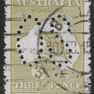 1913  Australia  SG.O5   3d olive   perfin 'OS'   fine used.