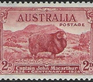 1934 Australia SG.150a  Death Centenary of John Macarthur. 2d variety. superb U/M (MNH)