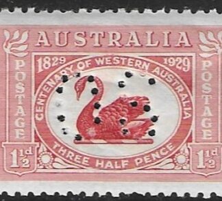 1929  Australia  SG.O120  1½d  dull scarlet. Centenary of Western Australia. U/M (MNH)