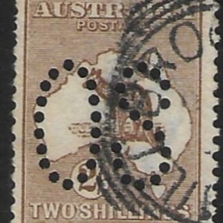 1913  Australia  SG.O11 2/- brown  perfin OS  fine used.