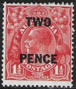 1930  Australia  SG.119  2d on 1½d  golden scarlet. lightly mounted mint.