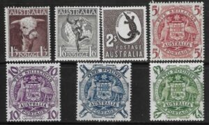 1948 Australia SG.223-224d set 7 values U/M (MNH)