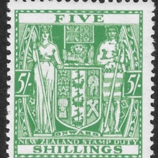 New Zealand - Arms  F149  5s green  very lightly mounted mint.