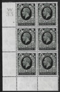 N58 4d grey-green. cyld.3 dot   W35 perf 2A (P/P) (dot omitted in error ) unmounted mint (MNH).
