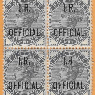Great Britain  SG.O5  ½d slate blue  overprinted I.R. OFFICIAL   block of 4  U/M (MNH)