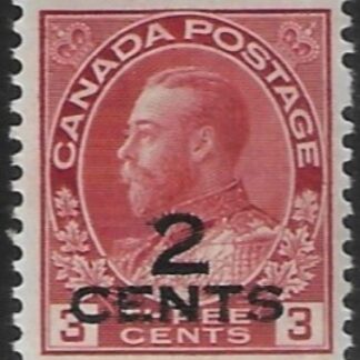 1926 Canada  SG.265  2c on 3c carmine surcharged  M/M