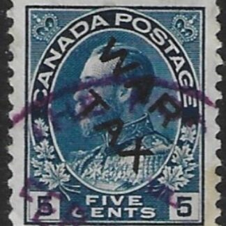 1915  Canada  SG.225 5c blue overprinted 'WAR TAX'  used