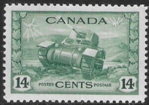 1943 Canada SG.385 14c dull green nicely centred U/M (MNH)