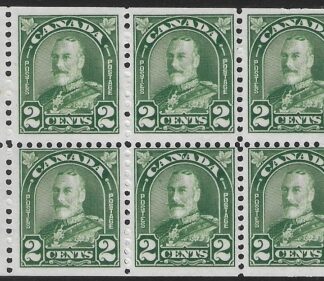 1930  Canada  SG.290a  2c green  booklet pane of 6  U/M (MNH)