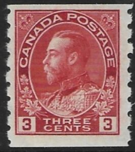 1925 Canada SG.258b 3c carmine imperf x perf 8 Die II lightly mounted mint.