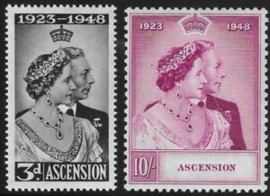 Ascension - 1948 Royal Silver Wedding. SG.50-1 mounted mint.