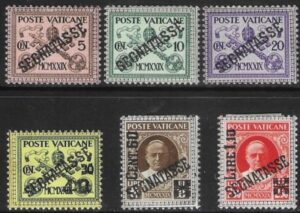 1931 Vatican - SG. D15-20 Postage Dues set 6 values Mounted Mint Cat. £85