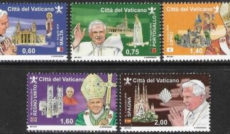 2011  Vatican  SG.1645-9  Journeys of Pope Benedict XVI  in 2010 set 5 values U/M (MNH)