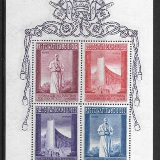 1955  Vatican  MS.274a Brussels International Exhibition mini sheet. U/M (MNH) cat value £50.00