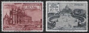 1949 Vatican E149-50 Express Letter stamps set 2 values U/M (MNH) cat value £89.00