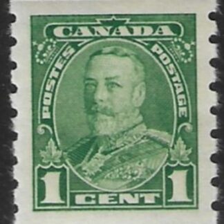 1935 Canada  SG.352 1c green  imperf x perf 8 coil stamp lightly mounted mint.