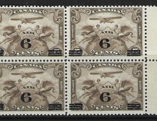 1932  Canada  SG.313  6c on 5c olive-brown 'AIR' block of 4 U/M (MNH)