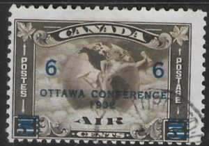 1932 Canada SG.318 6c on 5c deep brown overprinted 'Ottawa Conference' fine used