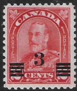 1932  Canada  SG314a  3c on 2c scarlet die II U/M (MNH)