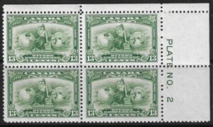 1932 Canada SG.317 13c green ' Ottawa Conference' block of 4 with plate no. 2 U/M (MNH)