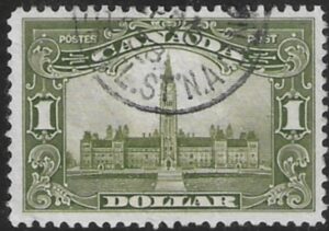 1929 Canada SG.285 $1 olive-green fine used.