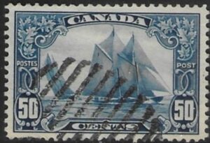 1929 Canada SG.284 50c blue 'Bluenose'. good used