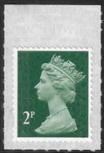 U2921  2p deep green 2B  M18L SBP s/L  Walsall U/M (MNH)