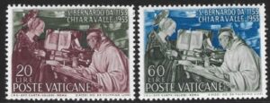 1953 Vatican SG.194-5 800th Death Anniv.of St. Bernard of Clairvaux. U/M (MNH) Cat. Value £12