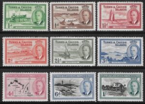 1950 Turks & Caicos Islands SG.221-9 set 9 values mounted mint.