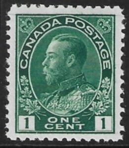 1911 Canada SG.198a 1c deep bluish green. variety 'fine horizontal lines across stamp'. U/M (MNH)