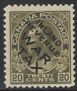 1915  SG.226 (Unitrade MR2ci) 20c olive green overprinted 'Inland Revenue WAR TAX'  U/M (MNH)