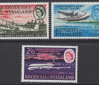 1962  Rhodesia & Nyasaland SG.40-2   London to Rhodesia Airmail Service. set 3 values U/M (MNH)