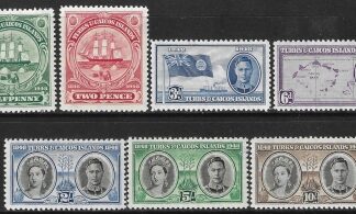 1948 Turks & Caicos SG.210-6 Centenary of Seperation. set 7 values U/M (MNH)