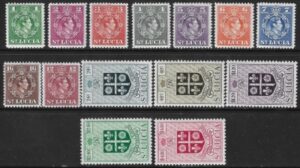 1949  SG.146-59 St. Lucia  definitives set  14 values U/M (MNH)