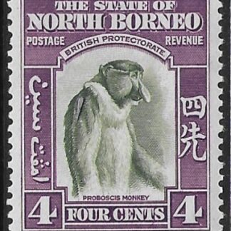 1939 North Borneo SG.306  4c bronze green & violet. mounted mint.