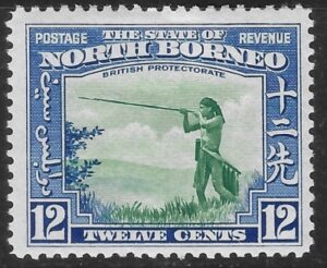 1939 North Borneo  SG.310  12c green & royal blue mounted mint.