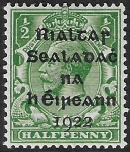 1922 Ireland SG.1 ½d green 5 line overprint in black by Dollard U/M (MNH)