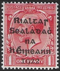 1922 Ireland SG.2 1d scarlet 5 line overprint in black by Dollard U/M (MNH)