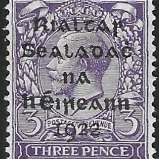 1922  Ireland  SG.5  3d violet  5 line overprint in black by Dollard. U/M (MNH