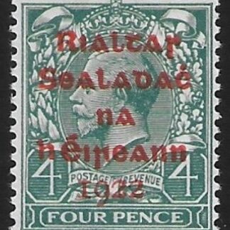 1922 Ireland  SG.6 4d grey-green  5 line overprint in black by Dollard.  U/M (MNH)