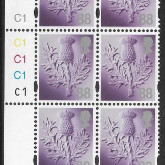 S 134 Scotland 88p  thistle  cyld. C1 x 5  phos. C1  grid  R2 C4  Cartor U/M (MNH)