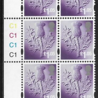 S 137 Scotland £1.05  thistle  cyld. C1 x 4 phos.C1    grid  R2 C4  Cartor U/M (MNH)