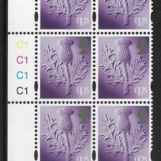 S 162 Scotland £1.25  thistle  cyld. C1 x 4  phos.C1   grid  R2 C2  Cartor U/M (MNH)