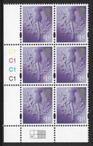 S 167 Scotland £1.42  thistle  cyld. C1 x 4  phos.C1    grid  R2 C1  Cartor U/M (MNH)
