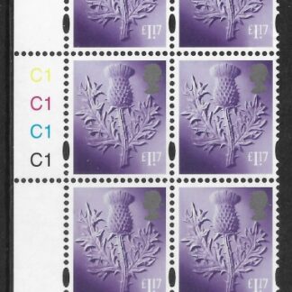 S 161 Scotland £1.17  thistle  cyld. C1 x 4  phos C1   grid  R1 C1  Cartor U/M (MNH)