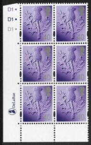 S 112  Scotland  40p  thistle  cyld. D1 dot x 3  phos D1 dot  DeLaRue  U/M (MNH)